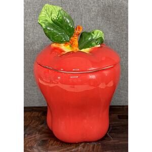 Vintage Hand Painted KMC Apple Lidded Jar